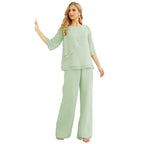 Vestido de gasa para madre de la novia Sunnderly, talla grande, trajes de pantalón con capas con volantes 