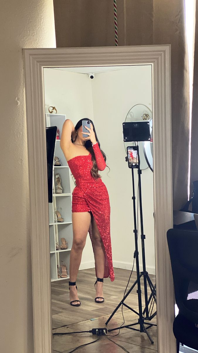 Vestido de fiesta elegante con lentejuelas rojas y dobladillo irregular, vestido rojo de regreso a casa Y4301