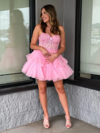 A-Linie Sweetheart Homecoming-Kleid mit Rüschen Y2828