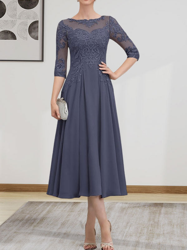 Vestido de gasa con encaje, corte A, ilusión, largo hasta la rodilla, para madre de la novia, con lentejuelas y abalorios