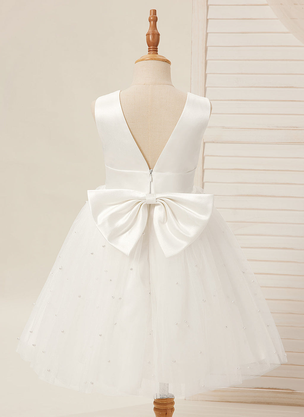 Duchesse-Linie/Princess-Linie Satin Tüll Knielang Blumenmädchenkleid 