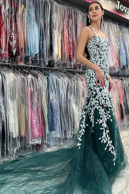 Lorelei | Meerjungfrau-Ballkleid mit Spaghettiträgern und Spitze und Tüll