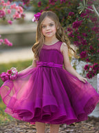Duchesse-Linie/Princess-Linie Tüll Knielanges Blumenmädchenkleid 