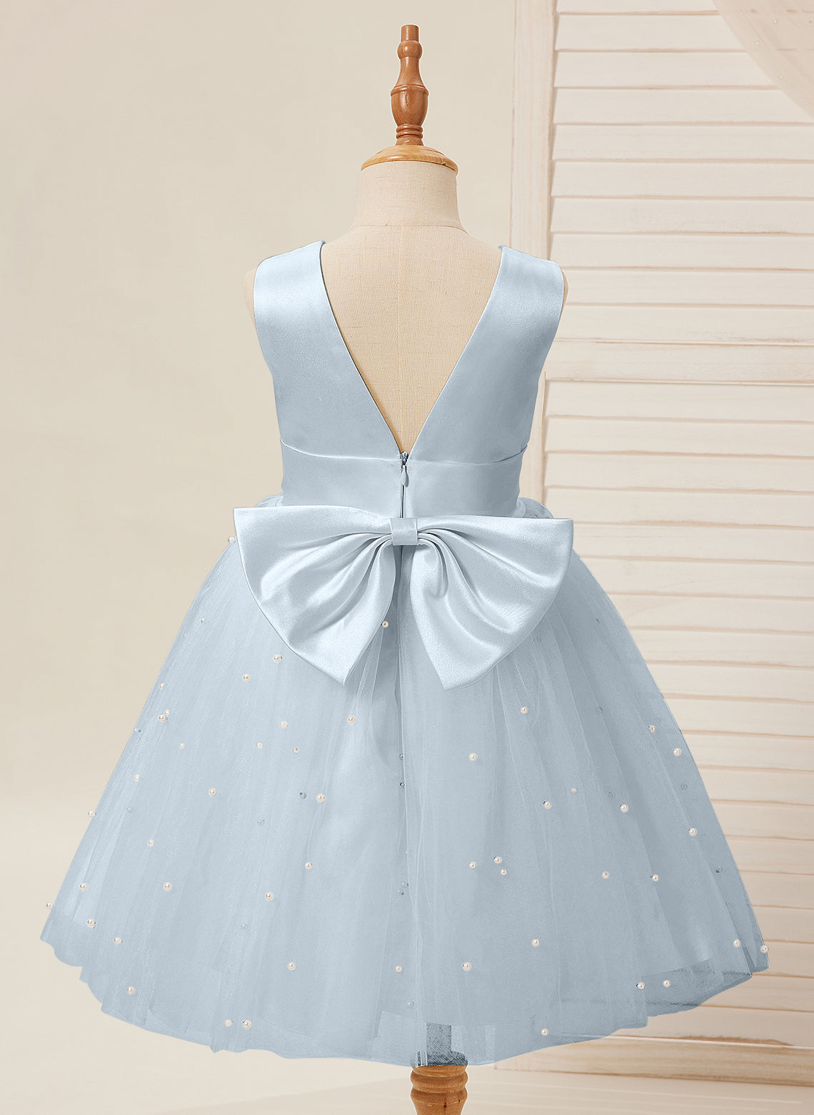 Duchesse-Linie/Princess-Linie Satin Tüll Knielang Blumenmädchenkleid 