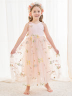 Vestido rosa de tul con corte en A y largo hasta los tobillos (2003227599)