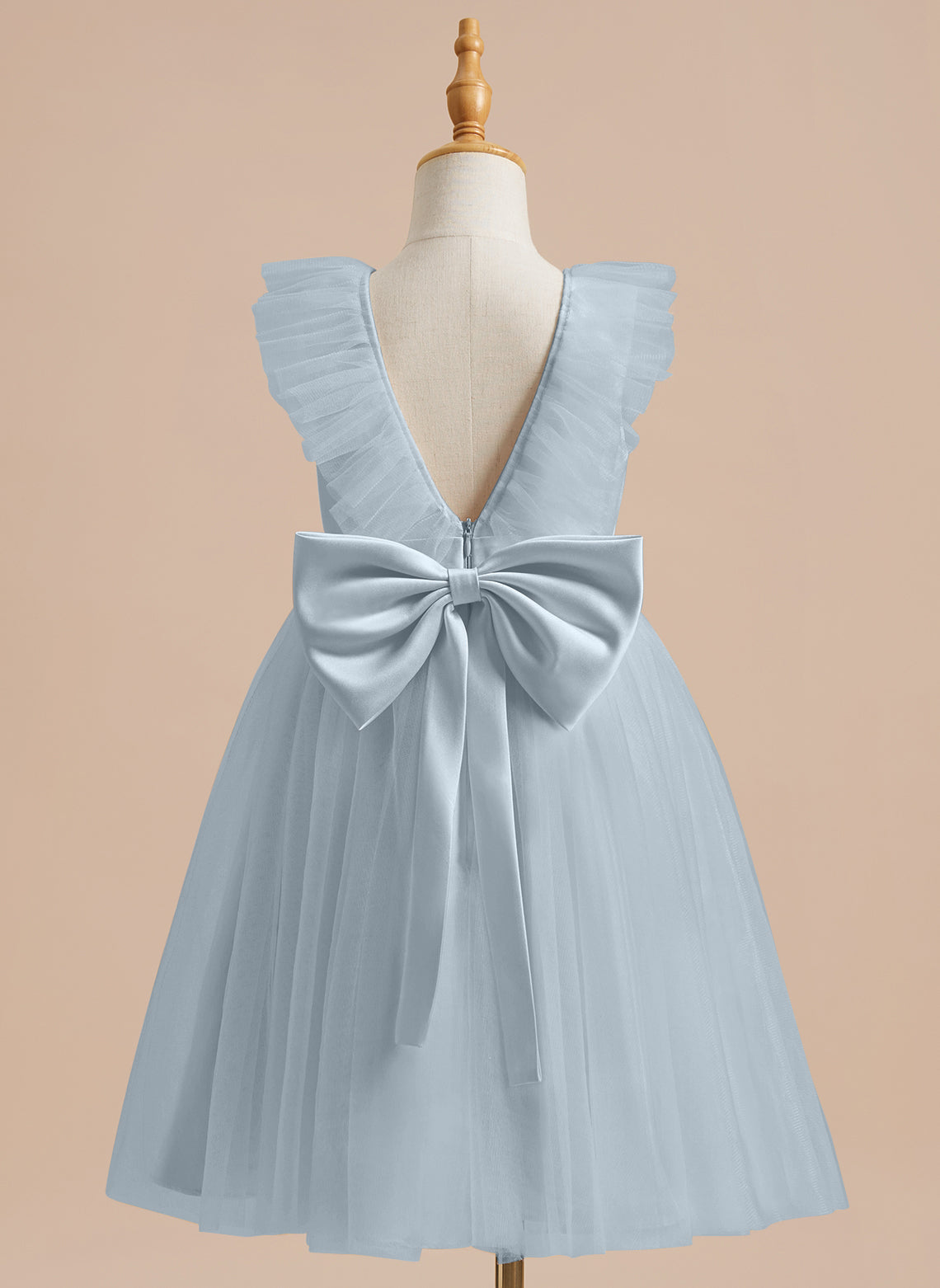 Knielanges A-Linien-Blumenmädchenkleid aus Satintüll 