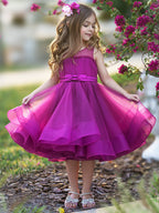 Vestido de fiesta/princesa de tul hasta la rodilla para niña de las flores
