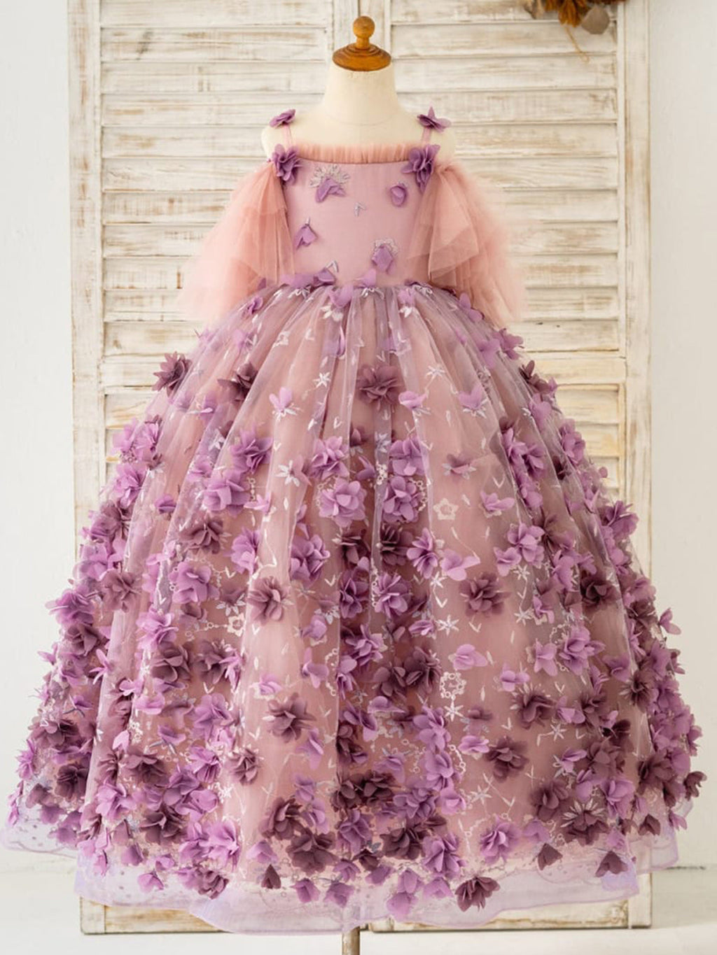 Duchesse-Linie/Princess-Linie 3D-Blumen Tüll Bodenlanges Kleid 