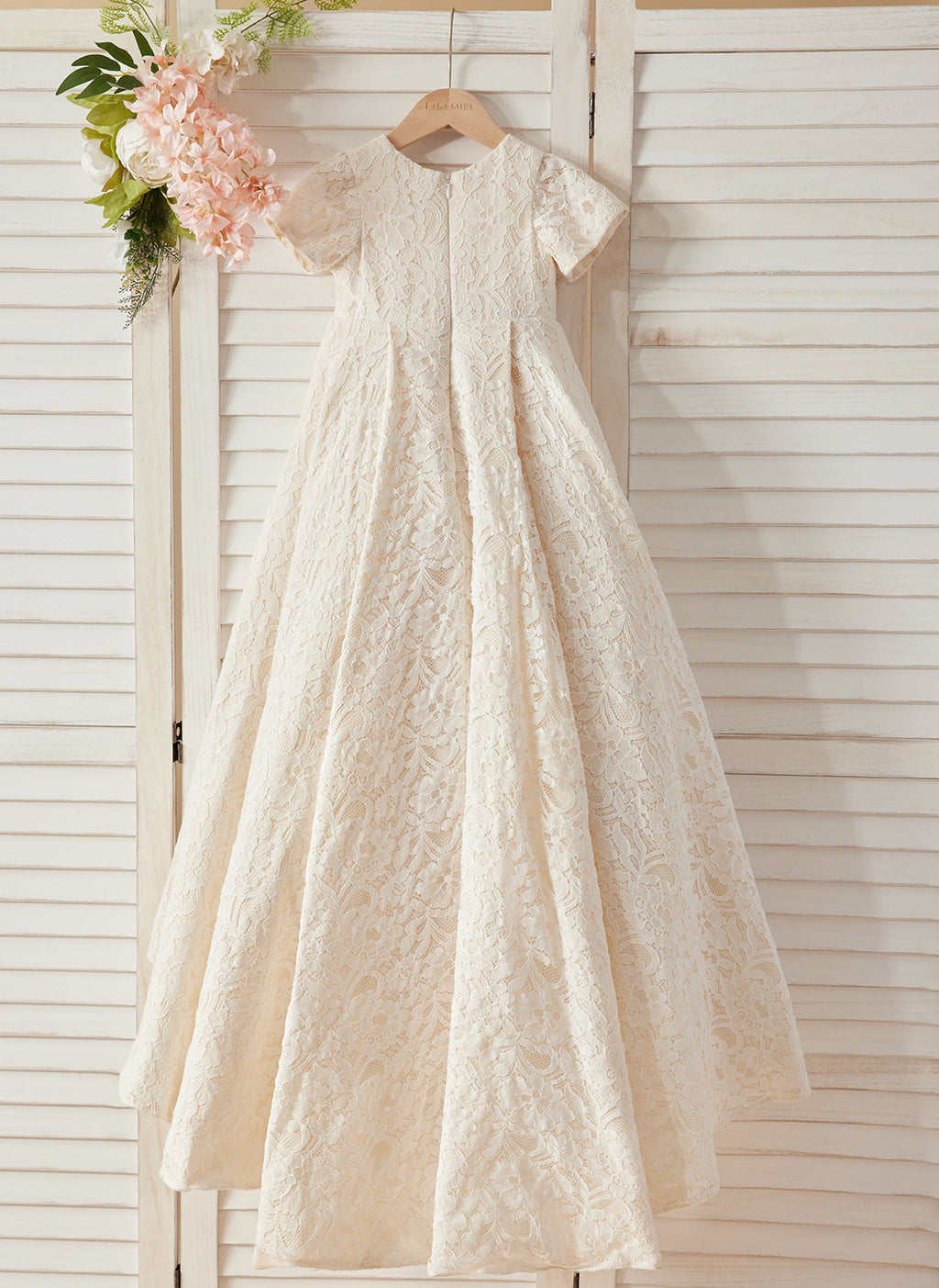 A-Linie Spitze Sweep Zug Elfenbein Kleid (010146744) 
