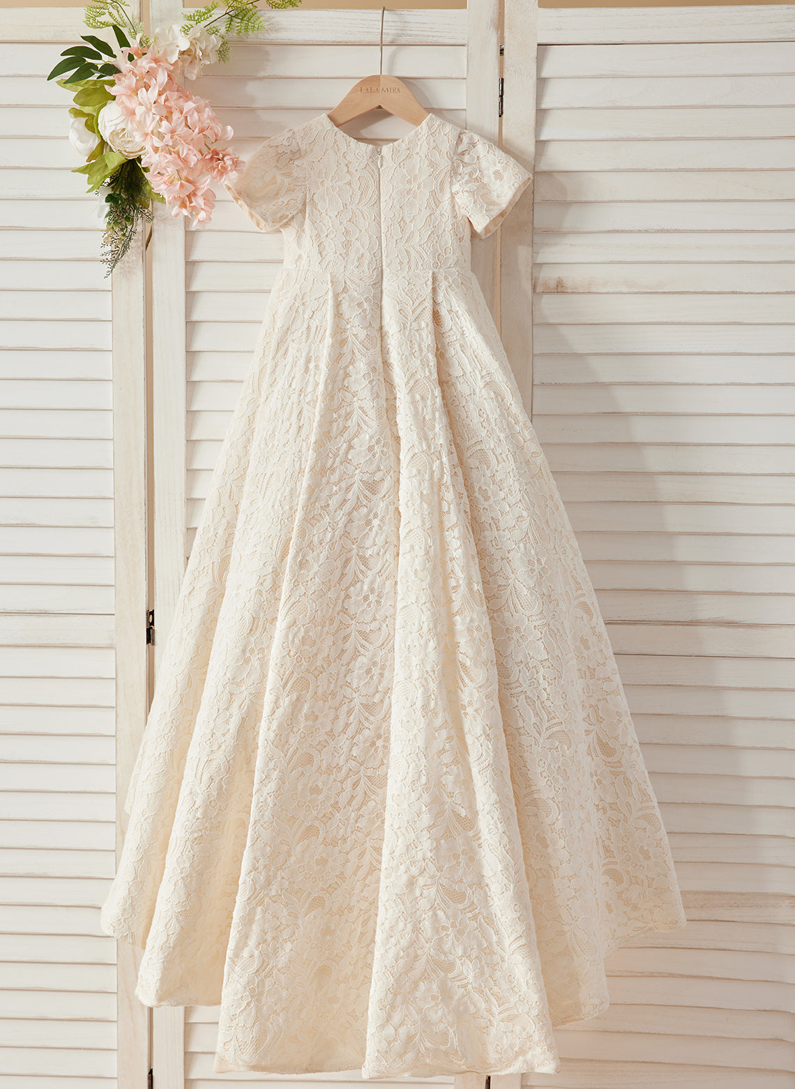 A-Linie Spitze Sweep Zug Elfenbein Kleid (010146744) 