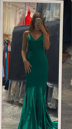 Grünes Meerjungfrau-Abschlussballkleid, langes elegantes Abendkleid, grünes Abendkleid, Y423