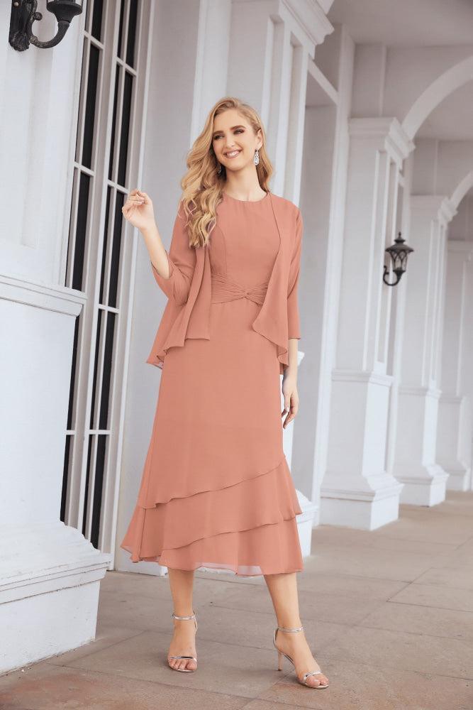 Vestido formal de fiesta Sunnderly de dos piezas, corte A, para madre de la novia, SY28072 