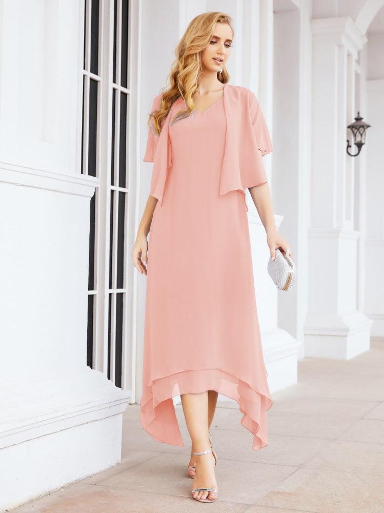 Vestido formal de fiesta Sunnderly de dos piezas, corte A, para madre de la novia, SY28073 