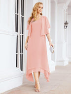 Vestido formal de fiesta Sunnderly de dos piezas, corte A, para madre de la novia, SY28073 