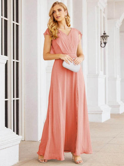 Sunnderly Brautjungfernkleider Cape Formales Ballkleid Rückenfreies Kleid für die Mutter der Braut SY28058 