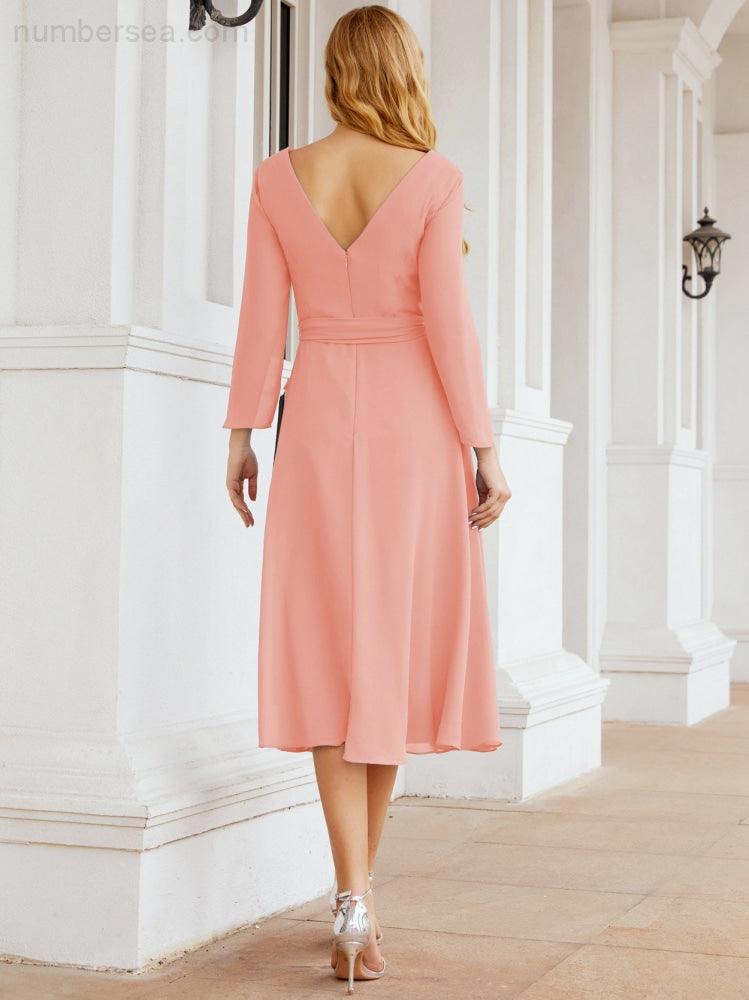 Brautjungfernkleid mit V-Rücken und Taillengürtel für die Mutter der Braut, Hochzeitsgäste, SY28031 