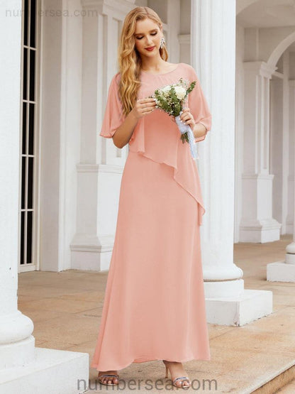 Sunnderly Formal Party Gown Dress Long Mother of The Bride Dresses with Ruffle Cape SY28026