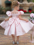 Duchesse-Linie/Princess-Linie Satin Knielang Blumenmädchenkleid 