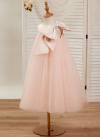 Vestido de tul con lazo grande y corte A hasta la rodilla para niña pequeña