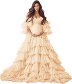 Puffy Tüll Robe Umstandskleid für Fotoshooting Transparente Braut Dessous Hochzeitskleid Lange Baby Shower Schwangerschaftskleider 