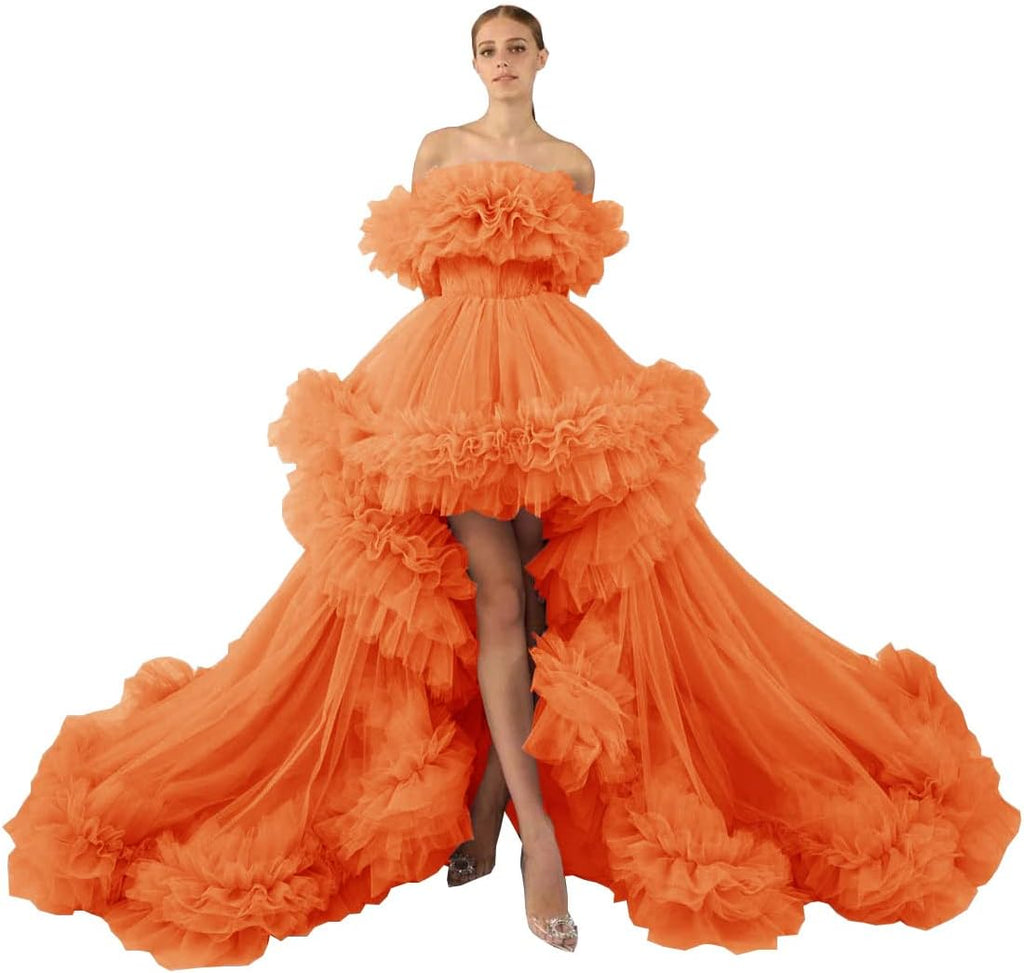 Rüschen-Tüll-Robe für Schwangerschafts-Fotoshooting, transparent, schulterfrei, Umstandsrobe, schwanger, Babyparty, Abschlussballkleid 