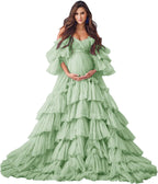 Puffy Tüll Robe Umstandskleid für Fotoshooting Transparente Braut Dessous Hochzeitskleid Lange Baby Shower Schwangerschaftskleider 