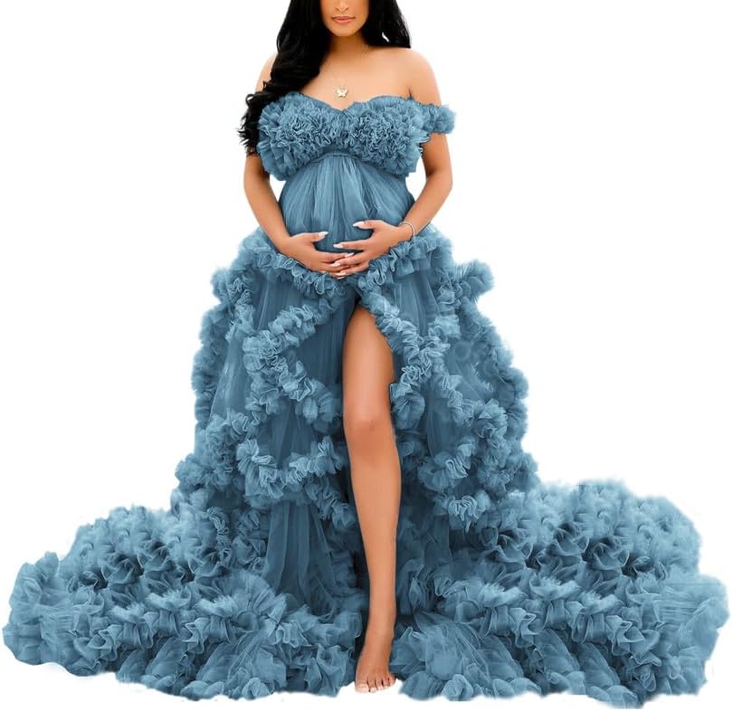 Tüllkleid für Schwangerschafts-Fotoshooting, bauschige Rüschen, Illusion, Braut-Dessous, Badekleid SY055 