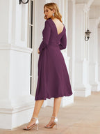 Sunnderly Chiffon Bridesmaid Dress V-Back Waist Belt Formal Prom Gown Mother of The Bride Wedding Guest