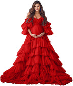 Puffy Tüll Robe Umstandskleid für Fotoshooting Transparente Braut Dessous Hochzeitskleid Lange Baby Shower Schwangerschaftskleider 