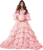 Puffy Tüll Robe Umstandskleid für Fotoshooting Transparente Braut Dessous Hochzeitskleid Lange Baby Shower Schwangerschaftskleider 