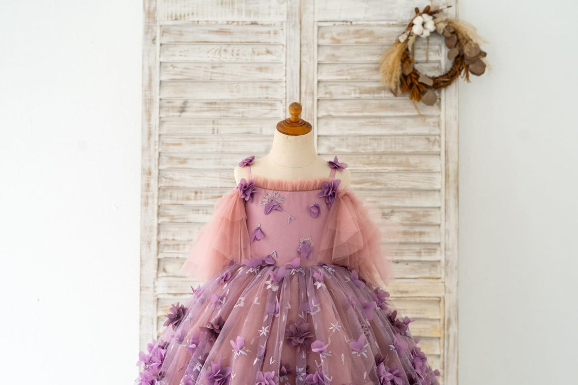Duchesse-Linie/Princess-Linie 3D-Blumen Tüll Bodenlanges Kleid 