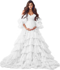 Puffy Tüll Robe Umstandskleid für Fotoshooting Transparente Braut Dessous Hochzeitskleid Lange Baby Shower Schwangerschaftskleider 