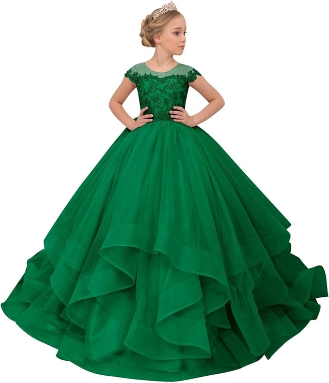 Blumenmädchenkleider mit Spitzenapplikation 