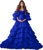 Puffy Tüll Robe Umstandskleid für Fotoshooting Transparente Braut Dessous Hochzeitskleid Lange Baby Shower Schwangerschaftskleider 
