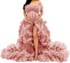 Tüllkleid für Schwangerschafts-Fotoshooting, bauschige Rüschen, Illusion, Braut-Dessous, Badekleid SY055 