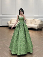 Vestido de noche verde vintage con tirantes finos, corte A, para fiesta de graduación, cumpleaños, Y7567