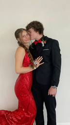 Funkelndes rotes Meerjungfrau-Ballkleid mit V-Ausschnitt, rotes Abendkleid Y7446