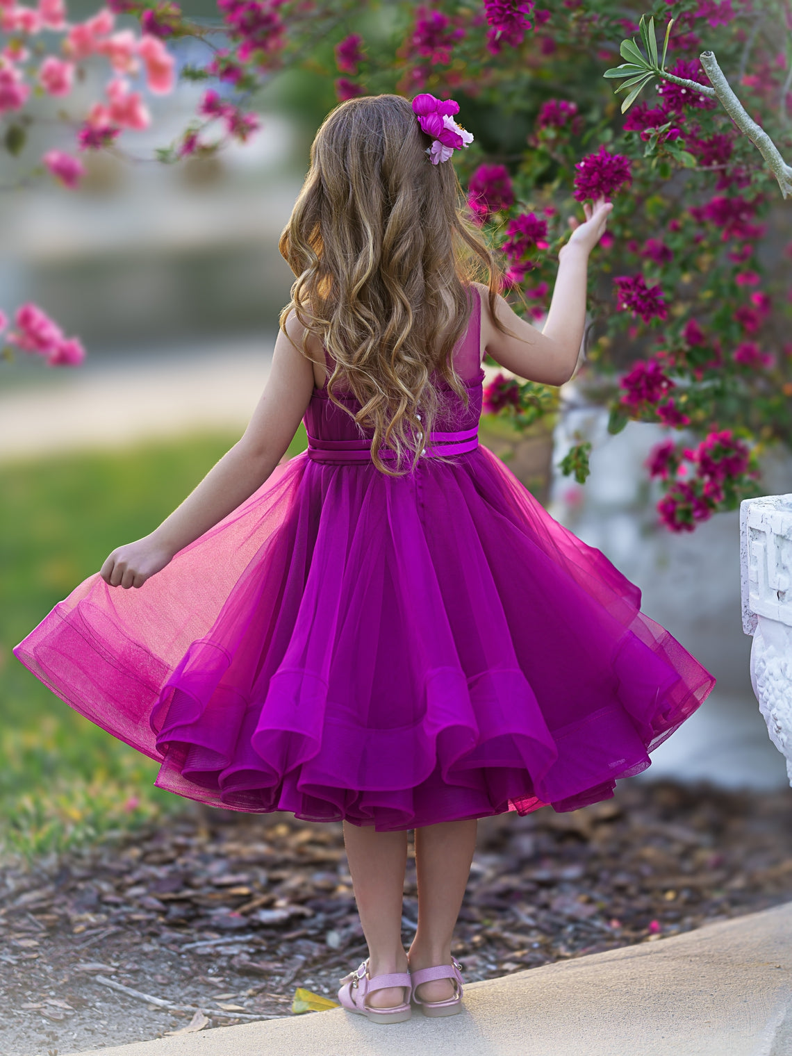 Vestido de fiesta/princesa de tul hasta la rodilla para niña de las flores