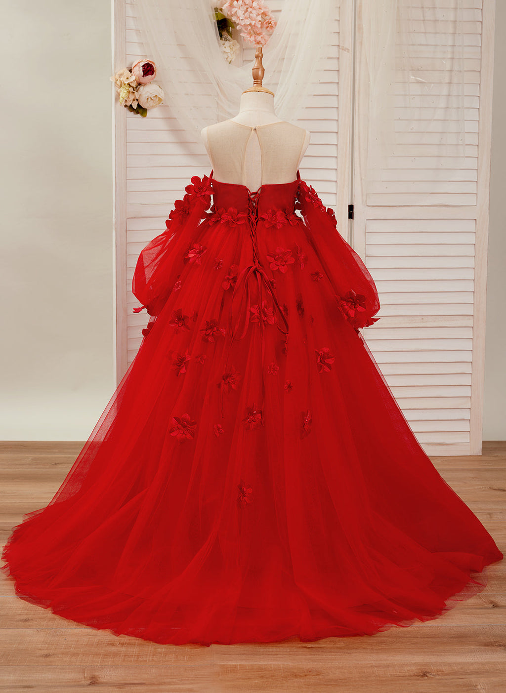 Vestidos de niña de las flores con vestido de princesa y flores en 3D