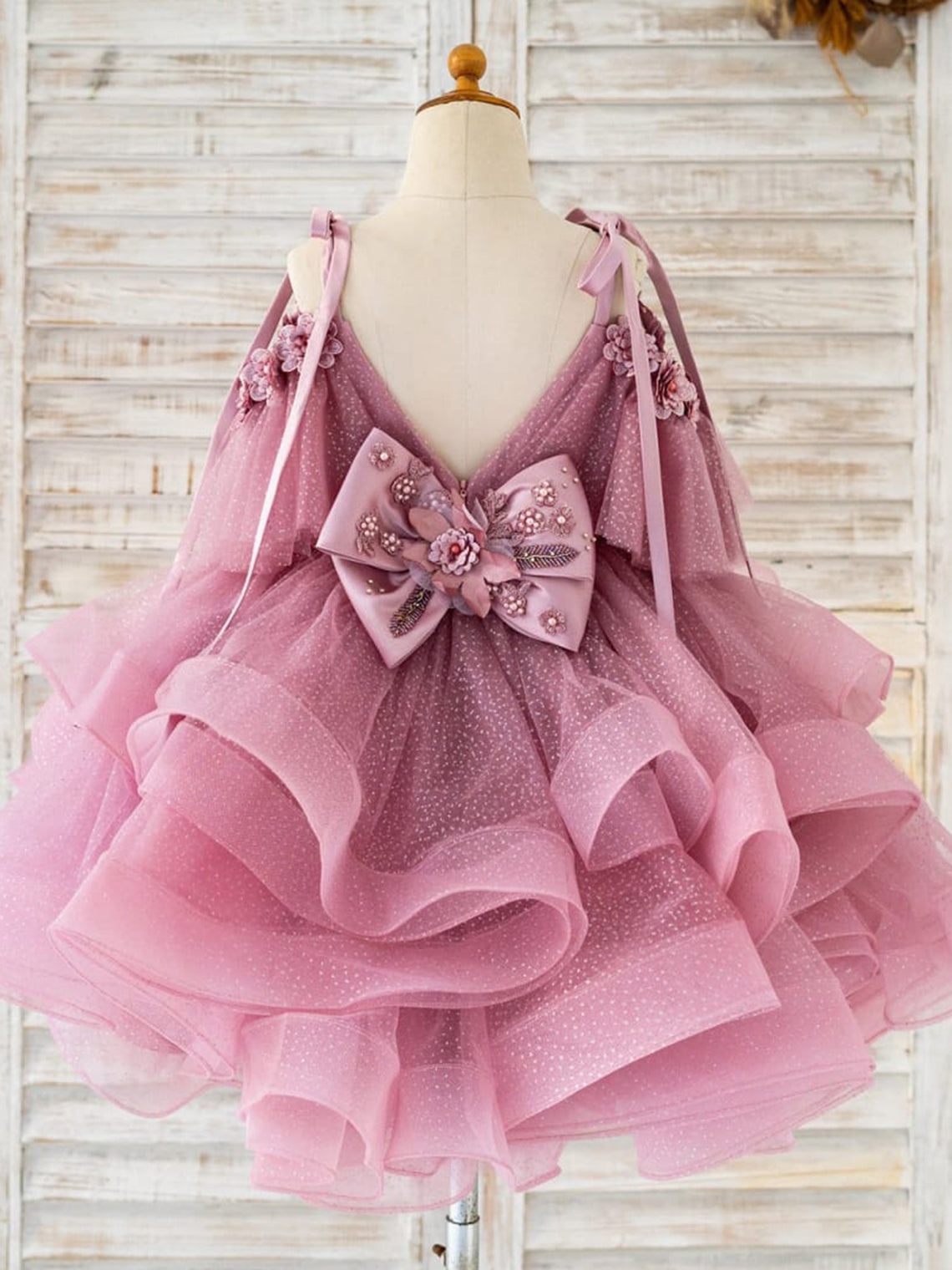 Vestido de fiesta/princesa de tul hasta la rodilla para niña de las flores de cumpleaños
