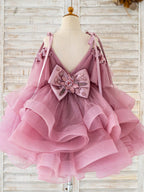 Vestido de fiesta/princesa de tul hasta la rodilla para niña de las flores de cumpleaños