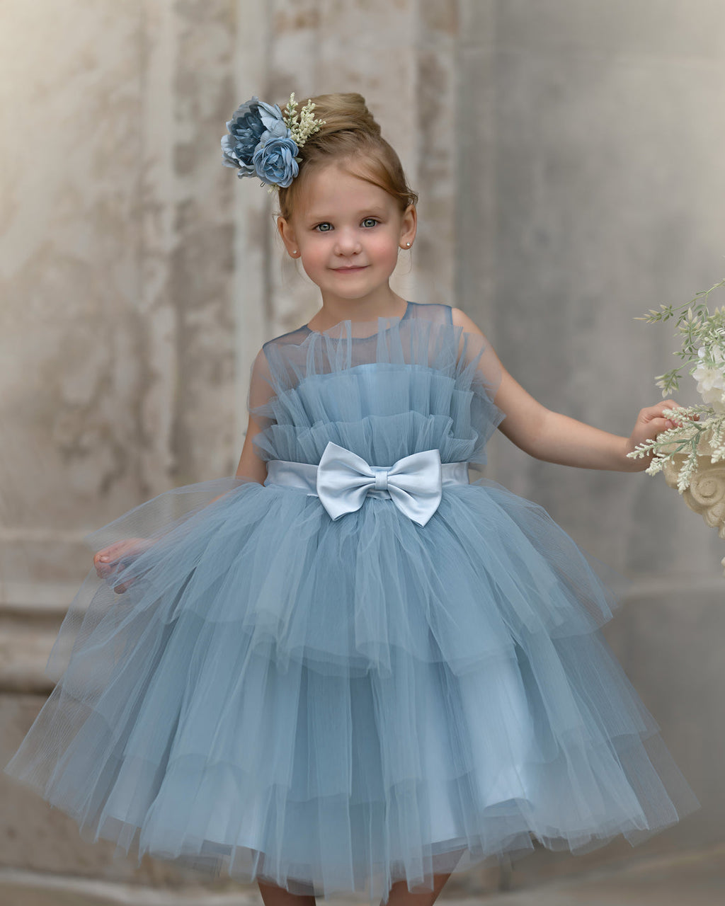 Duchesse-Linie/Princess-Linie Tüll Knielanges Blumenmädchenkleid 