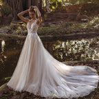 Pastrol Wedding Dress V-neck Tank Sleeveless 2023 For Women Bridal Vestidos De Noiva Custom Made Appliques Formal-payinti