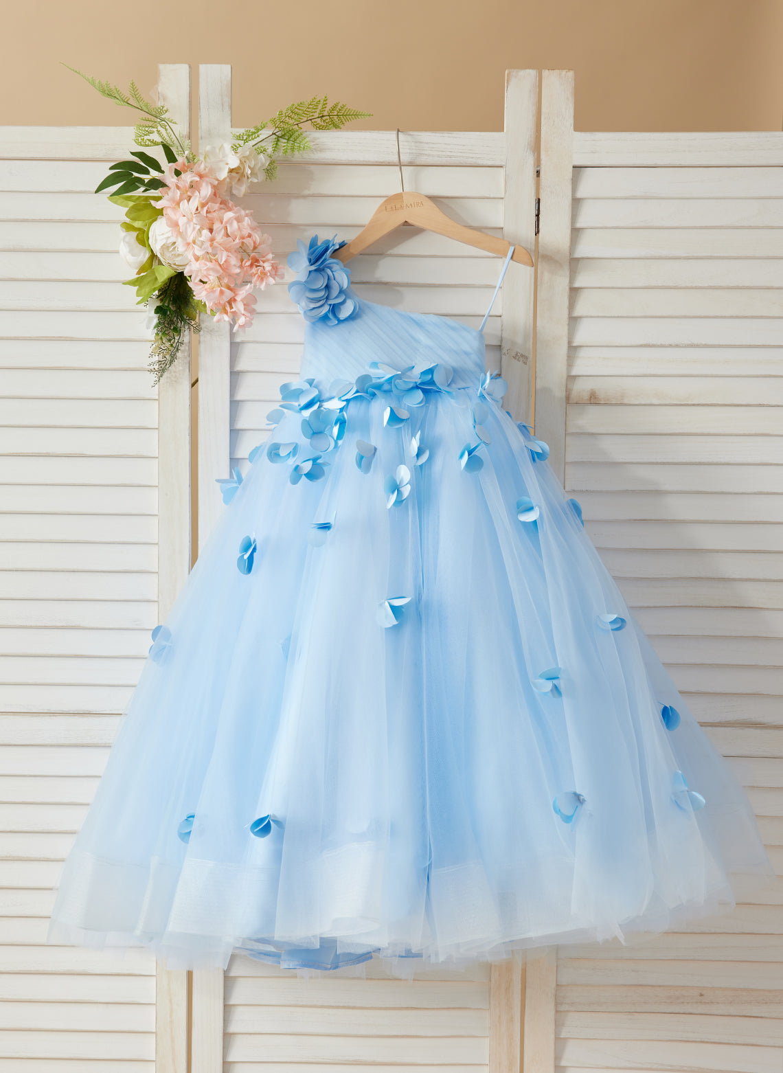 Duchesse-Linie/Princess-Linie Tüll Bodenlang Blumenmädchenkleid 