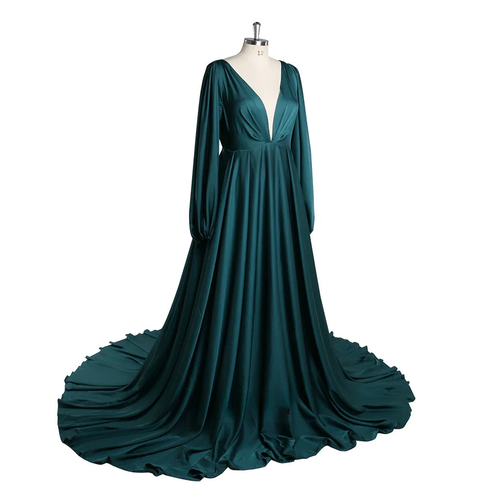 Umstandskleider mit langen Ärmeln, lange Strandfotografiekleider, Babypartykleid für Schwangere, Sunnderly, Übergröße SY220528 