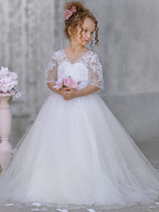 Prinzessinnen-Ballkleid für Mädchen mit Spitzendetails 