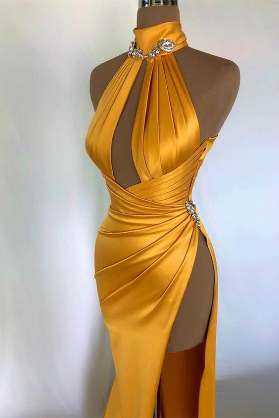 Einzigartiges sexy Ballkleid Gelbes Abendkleid Y6609