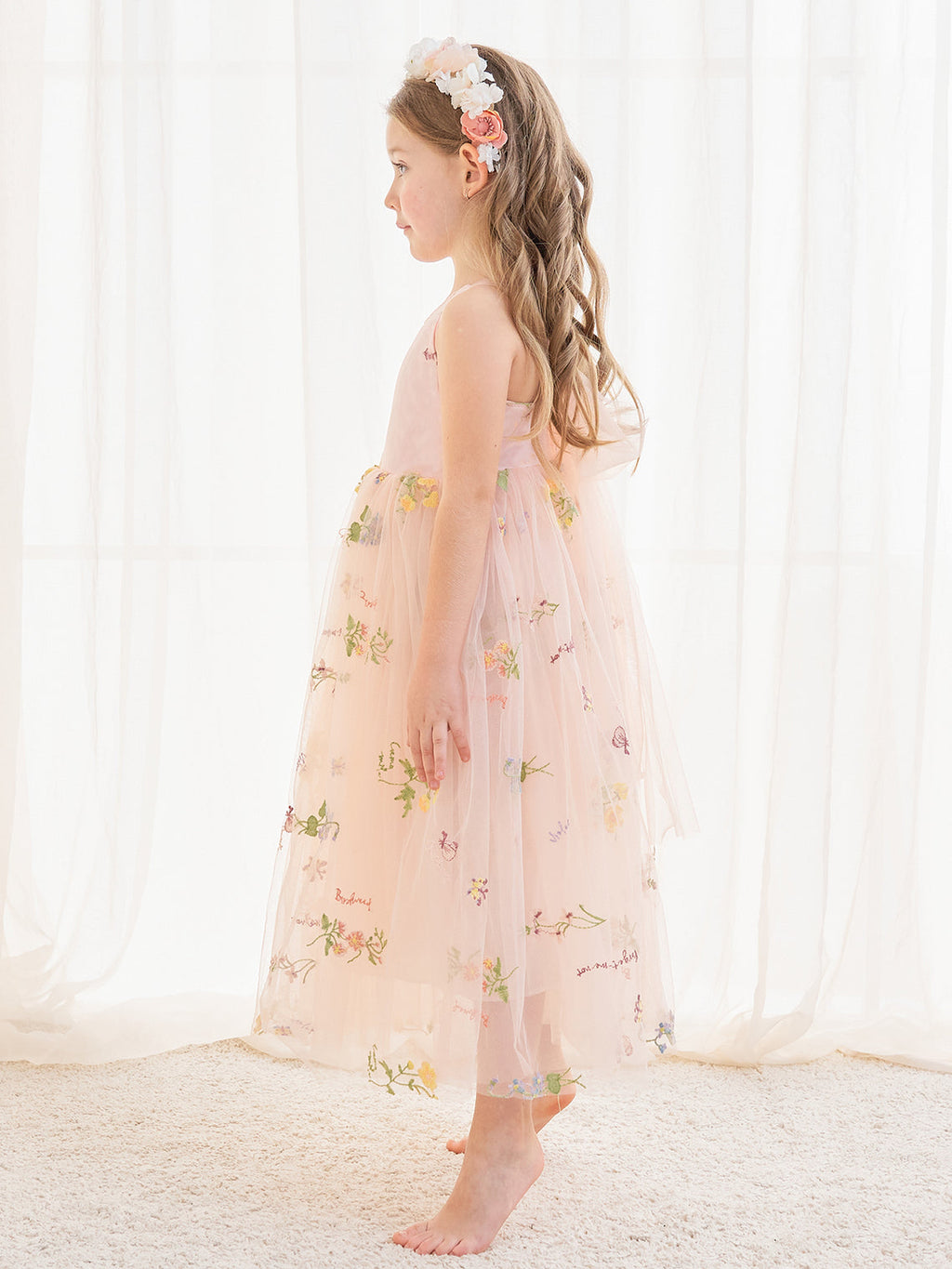 Vestido rosa de tul con corte en A y largo hasta los tobillos (2003227599)