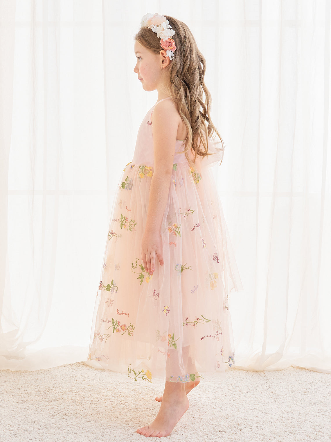 Vestido rosa de tul con corte en A y largo hasta los tobillos (2003227599)