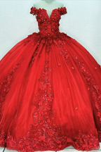 Elegante Rote Appliques Quinceanera Kleider Ballkleid Für 15th Geburtstag Party Y4265